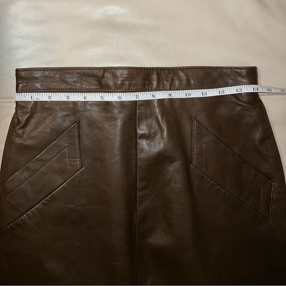 Vintage Lanna Leather Brown Pencil Skirt 10 - Picture 12 of 13